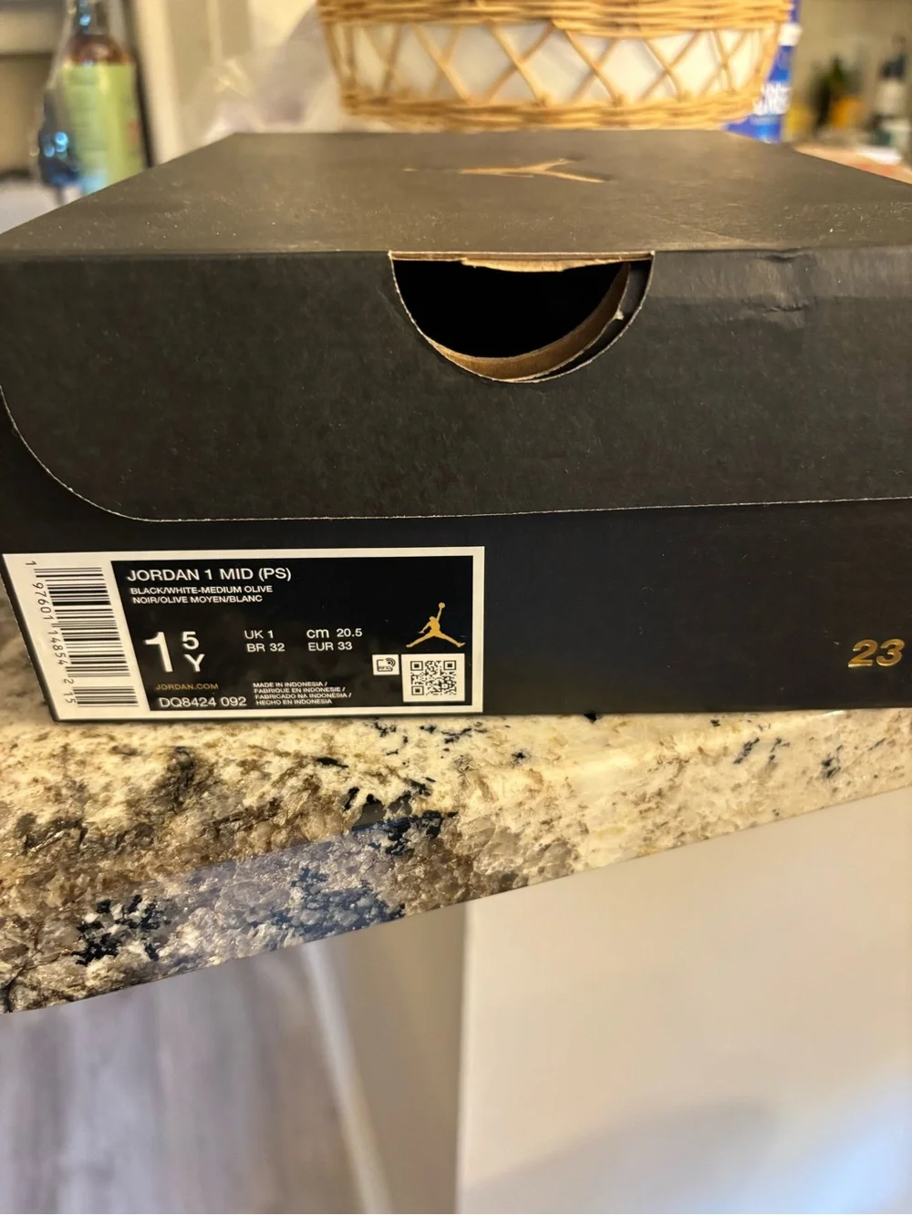 NEW - never worn - Jordan Kids Sneakers - Black & Olive Mid Top